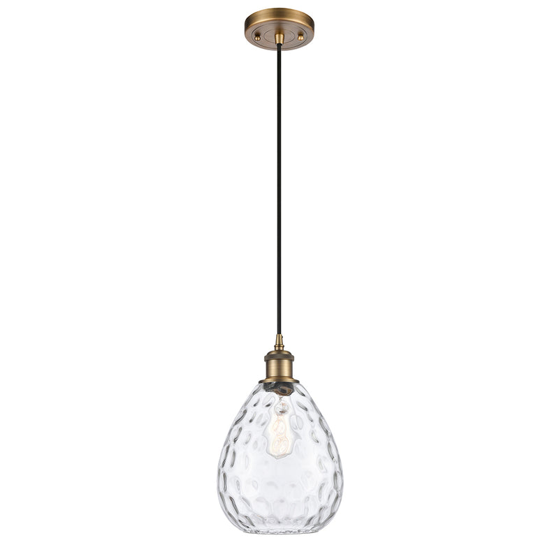 Waverly Mini Pendant shown in the Brushed Brass finish with a Clear shade