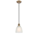 Castile Mini Pendant shown in the Brushed Brass finish with a White shade