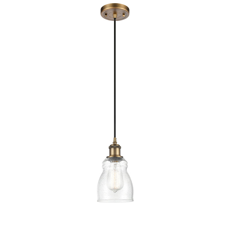 Ellery Mini Pendant shown in the Brushed Brass finish with a Seedy shade