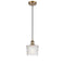 Niagra Mini Pendant shown in the Brushed Brass finish with a Clear shade