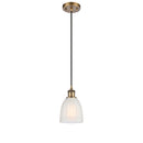 Brookfield Mini Pendant shown in the Brushed Brass finish with a White shade