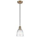 Brookfield Mini Pendant shown in the Brushed Brass finish with a Clear shade