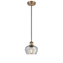 Fenton Mini Pendant shown in the Brushed Brass finish with a Clear shade