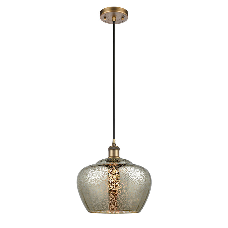 Fenton Mini Pendant shown in the Brushed Brass finish with a Mercury shade