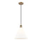 Ballston Cone Mini Pendant shown in the Brushed Brass finish with a Matte White shade