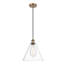 Ballston Cone Mini Pendant shown in the Brushed Brass finish with a Clear shade