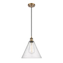 Ballston Cone Mini Pendant shown in the Brushed Brass finish with a Seedy shade