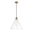 Ballston Cone Pendant shown in the Brushed Brass finish with a Clear shade