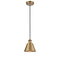 Smithfield Mini Pendant shown in the Brushed Brass finish with a Matte Black shade