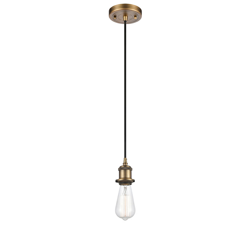 Bare Bulb Mini Pendant shown in the Brushed Brass finish