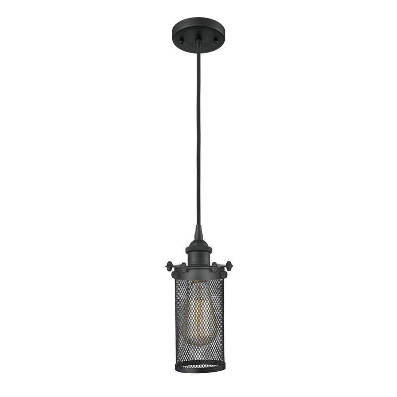 Bleecker Mini Pendant shown in the Matte Black finish with a Matte Black shade