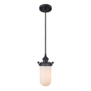 Kingsbury Mini Pendant shown in the Matte Black finish with a Matte White shade