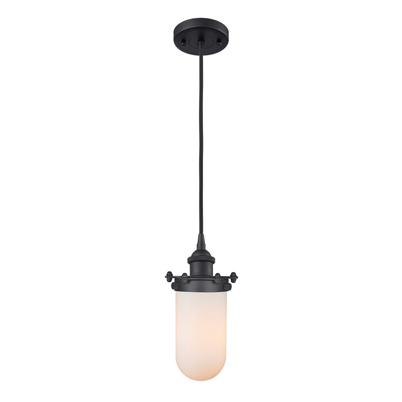 Kingsbury Mini Pendant shown in the Matte Black finish with a Matte White shade