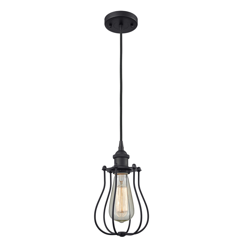 Barrington Mini Pendant shown in the Matte Black finish with a Matte Black shade