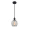 Belfast Mini Pendant shown in the Matte Black finish with a Clear Crackle shade