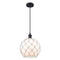 Farmhouse Rope Mini Pendant shown in the Matte Black finish with a White Glass with White Rope shade