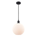 Athens Mini Pendant shown in the Matte Black finish with a Matte White shade