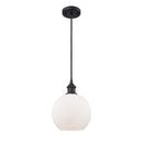 Athens Mini Pendant shown in the Matte Black finish with a Matte White shade