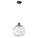 Deco Swirl Mini Pendant shown in the Matte Black finish with a Clear shade