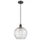 Deco Swirl Mini Pendant shown in the Matte Black finish with a Clear shade