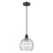 Deco Swirl Mini Pendant shown in the Matte Black finish with a Clear shade