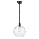 Athens Mini Pendant shown in the Matte Black finish with a Seedy shade