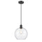 Athens Mini Pendant shown in the Matte Black finish with a Seedy shade