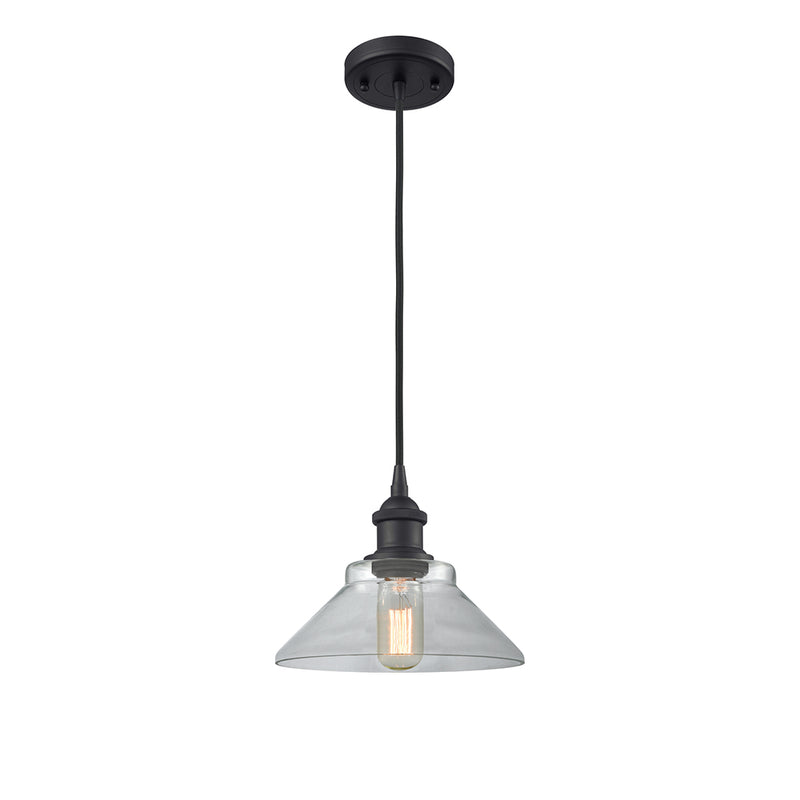 Orwell Mini Pendant shown in the Matte Black finish with a Clear shade