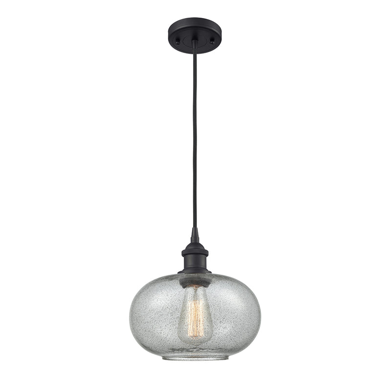 Gorham Mini Pendant shown in the Matte Black finish with a Charcoal shade