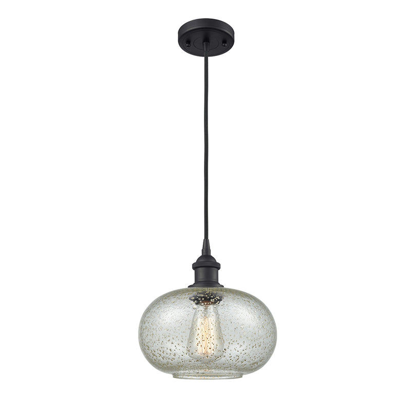 Gorham Mini Pendant shown in the Matte Black finish with a Mica shade