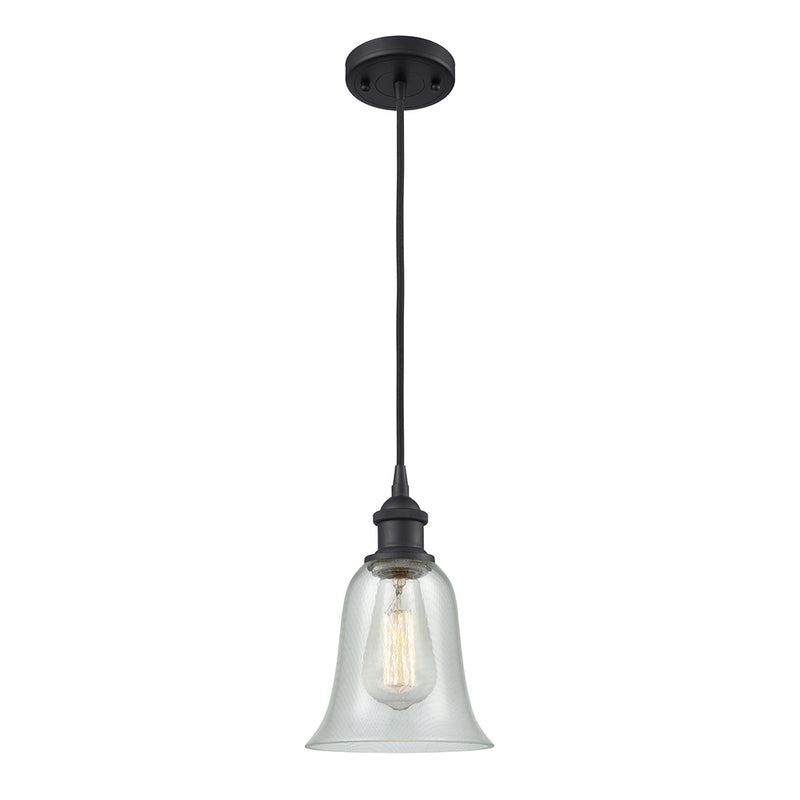 Hanover Mini Pendant shown in the Matte Black finish with a Fishnet shade