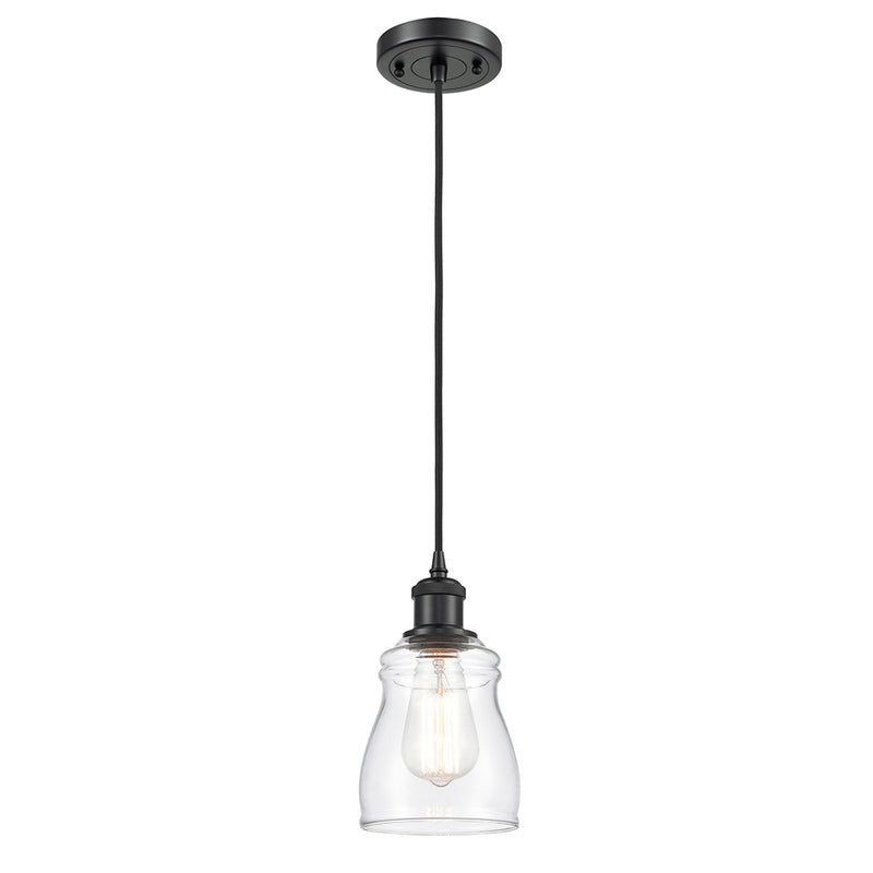 Ellery Mini Pendant shown in the Matte Black finish with a Clear shade