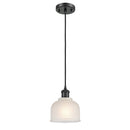 Dayton Mini Pendant shown in the Matte Black finish with a White shade