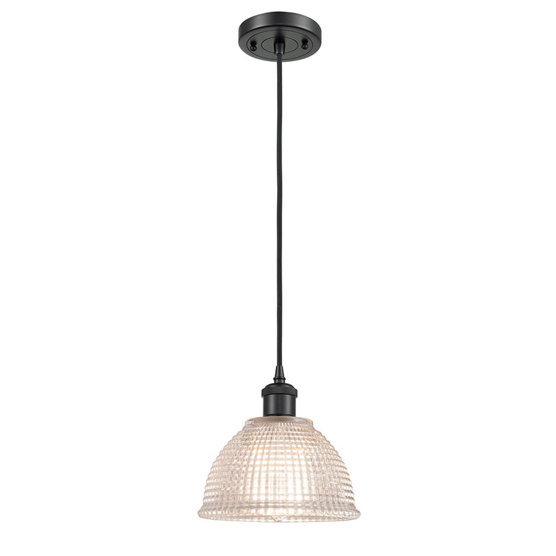 Arietta Mini Pendant shown in the Matte Black finish with a Clear shade