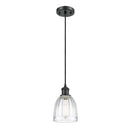 Brookfield Mini Pendant shown in the Matte Black finish with a Clear shade