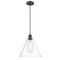 Ballston Cone Mini Pendant shown in the Matte Black finish with a Clear shade