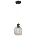 Belfast Mini Pendant shown in the Oil Rubbed Bronze finish with a Clear Crackle shade