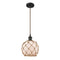 Farmhouse Rope Mini Pendant shown in the Oil Rubbed Bronze finish with a White Glass with Brown Rope shade