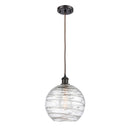 Deco Swirl Mini Pendant shown in the Oil Rubbed Bronze finish with a Clear shade