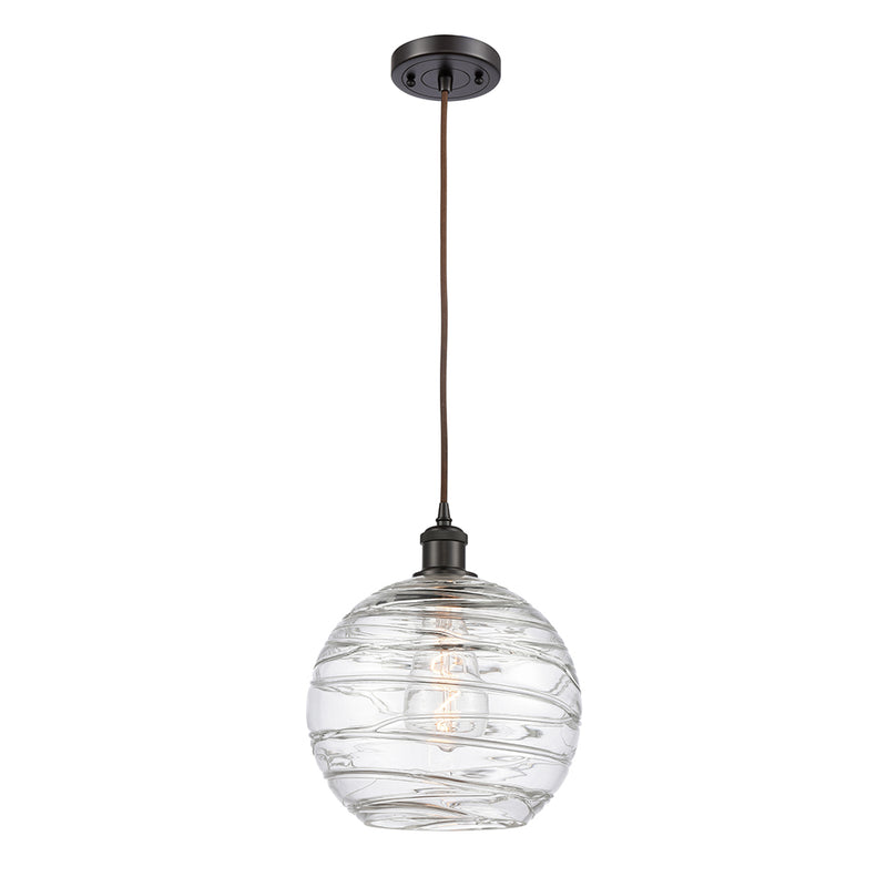 Deco Swirl Mini Pendant shown in the Oil Rubbed Bronze finish with a Clear shade