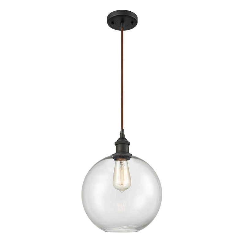 Athens Mini Pendant shown in the Oil Rubbed Bronze finish with a Clear shade