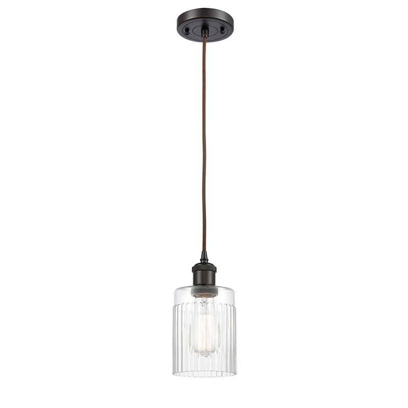 Hadley Mini Pendant shown in the Oil Rubbed Bronze finish with a Clear shade