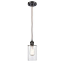 Clymer Mini Pendant shown in the Oil Rubbed Bronze finish with a Clear shade