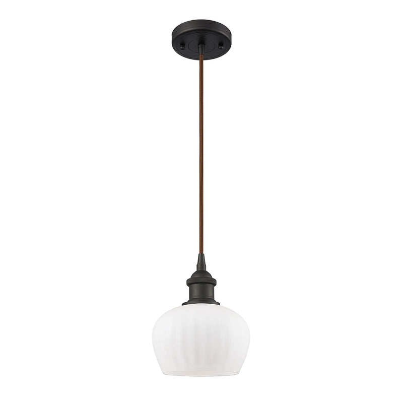 Fenton Mini Pendant shown in the Oil Rubbed Bronze finish with a Matte White shade