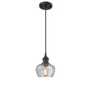 Fenton Mini Pendant shown in the Oil Rubbed Bronze finish with a Clear shade