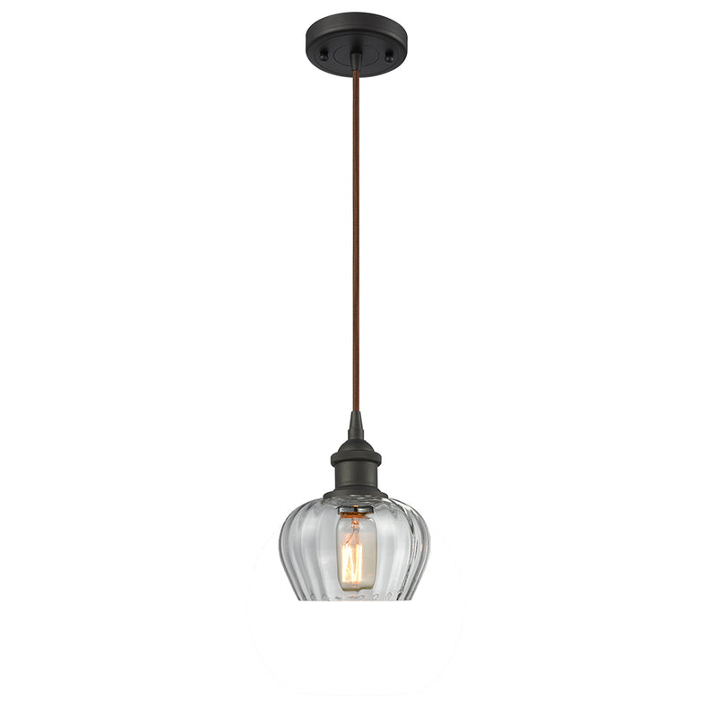 Fenton Mini Pendant shown in the Oil Rubbed Bronze finish with a Clear shade