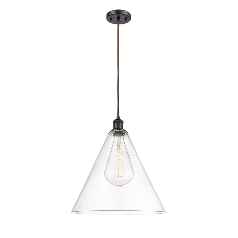 Ballston Cone Pendant shown in the Oil Rubbed Bronze finish with a Clear shade