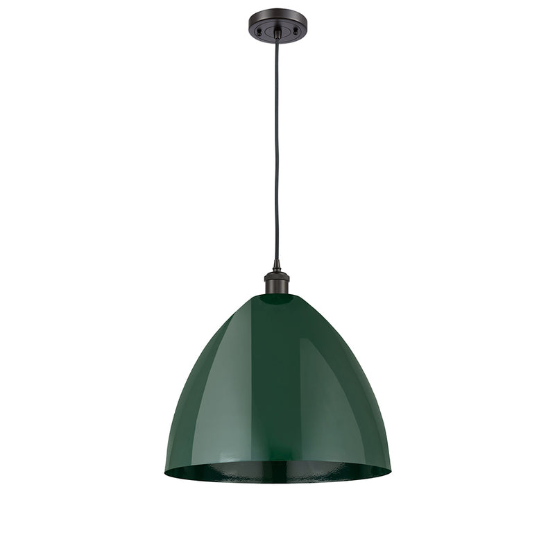 Plymouth Dome Mini Pendant shown in the Oil Rubbed Bronze finish with a Green shade