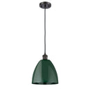 Plymouth Dome Mini Pendant shown in the Oil Rubbed Bronze finish with a Green shade