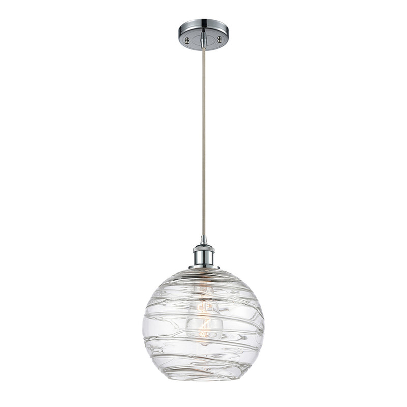 Deco Swirl Mini Pendant shown in the Polished Chrome finish with a Clear shade